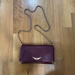 Zadig & Voltaire maroon and gold purse